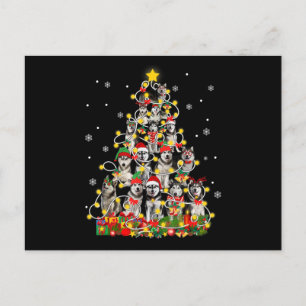 Husky   Funny Siberian Husky Santa Hat Christmas Holiday Postcard