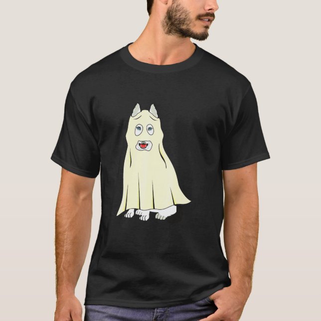 Husky Ghost Dog Halloween T-Shirt (Front)