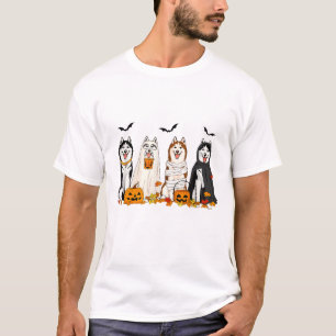 Husky Ghost Dogs Halloween Dog Lovers T-Shirt