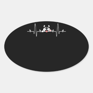 Husky Gift | Cool Siberian Husky Heartbeat Oval Sticker