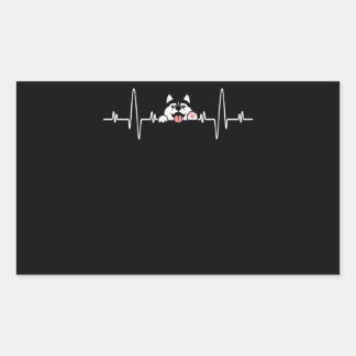 Husky Gift | Cool Siberian Husky Heartbeat Rectangular Sticker