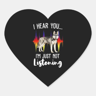 Husky Gift | Fun Siberian Husky Hear You Heart Sticker