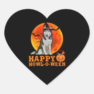 Husky Gift Funny Siberian Husky Dog Halloween Heart Sticker