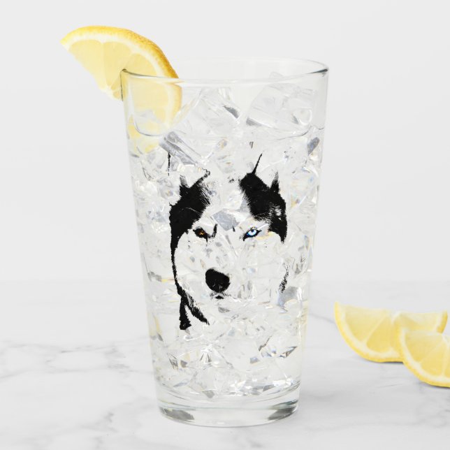 Husky Glass Siberian Husky Eyes Glass Personalise (Front Ice)