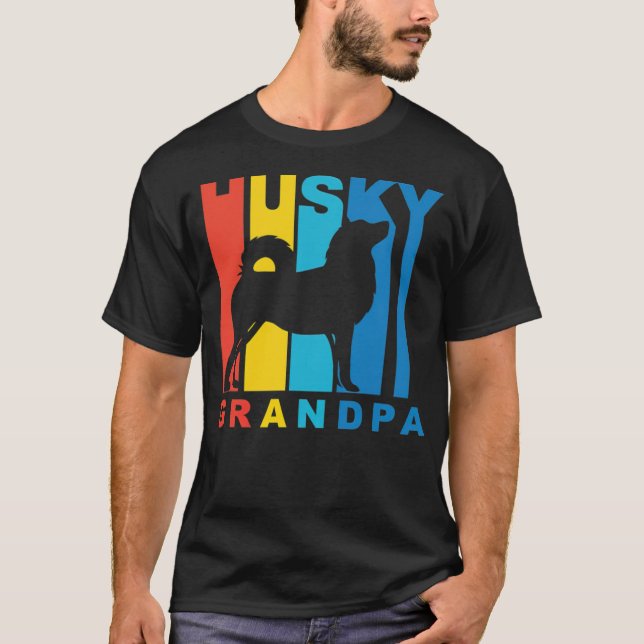 Husky Grandpa black  T-Shirt (Front)
