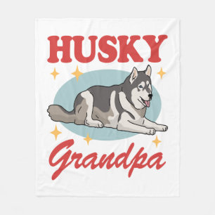 Husky Grandpa Dog Owner Siberian Husky Fleece Blanket