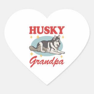 Husky Grandpa Dog Owner Siberian Husky Heart Sticker