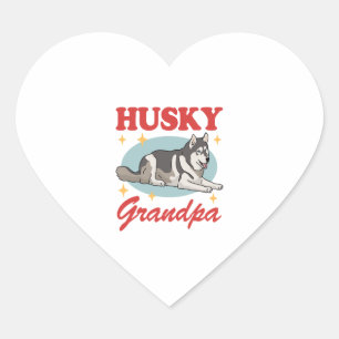 Husky Grandpa Dog Owner Siberian Husky Heart Sticker