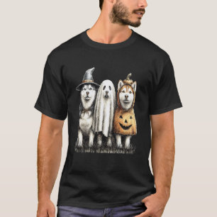 Husky Halloween Ghost Pumpkin T-Shirt