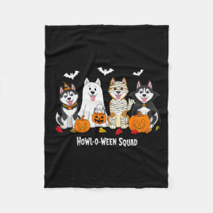 Husky Halloween Howl O Ween Squad  Fleece Blanket