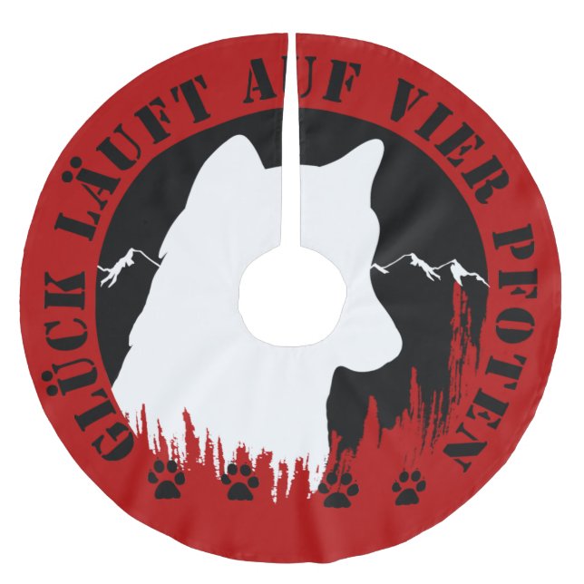 Husky Happiness runs on four paws Brushed Polyester Tree Skirt (Front)