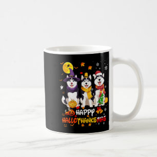 Husky Happy Hallothanksmas Dog Lover Christmas Coffee Mug