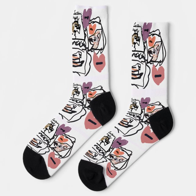 Husky hearts  socks (Left)