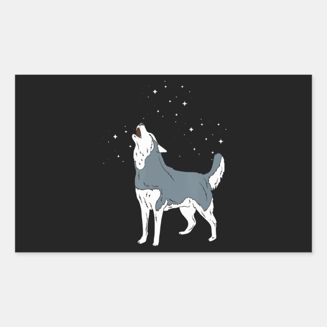 Husky | Howling Siberian Husky Puppies Dog Lover Rectangular Sticker (Front)