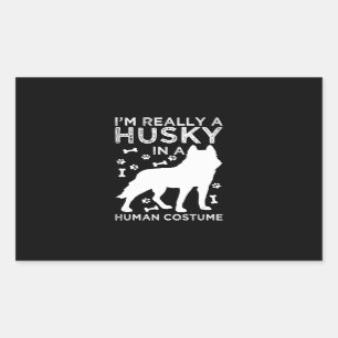 Husky Husky In A Human Costume Siberian Dog Lover Rectangular Sticker