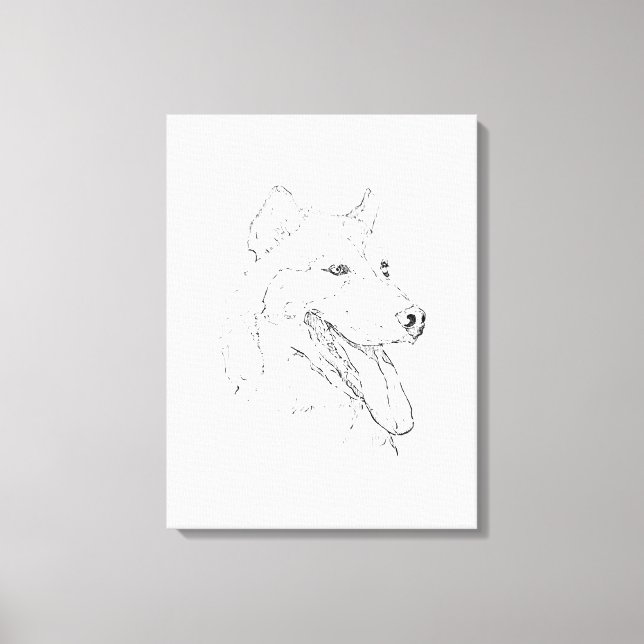 Husky Ink Wall Art – Minimalist Dog Line Drawing (Front)