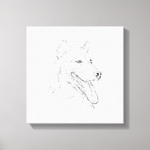Husky Ink Wall Art – Minimalist Dog Line Drawing