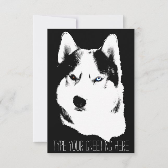 Husky Invitations Personalised Siberian Husky Card (Front)