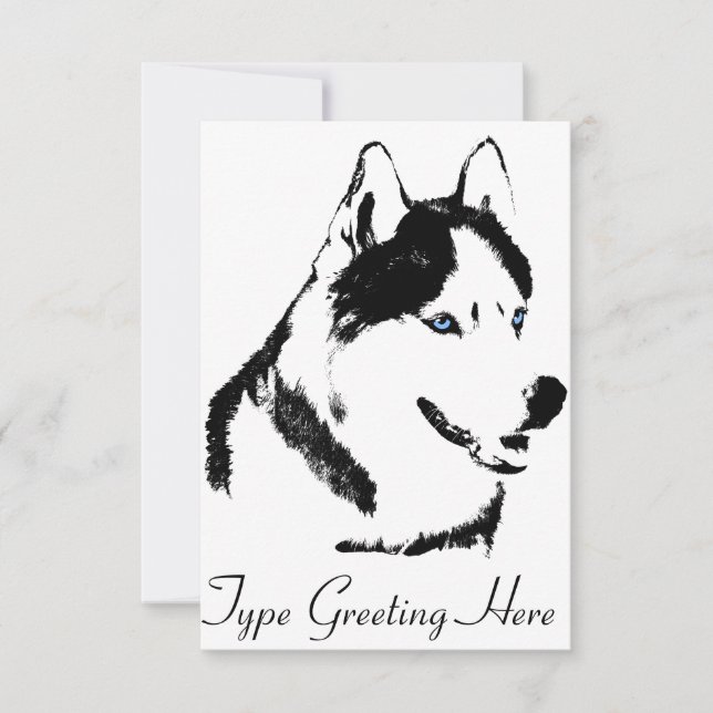 Husky Invitations Personalised Siberian Husky Card (Front)
