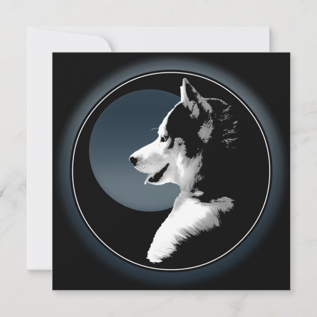 Husky Invitations Personalised Siberian Husky Card (Front)