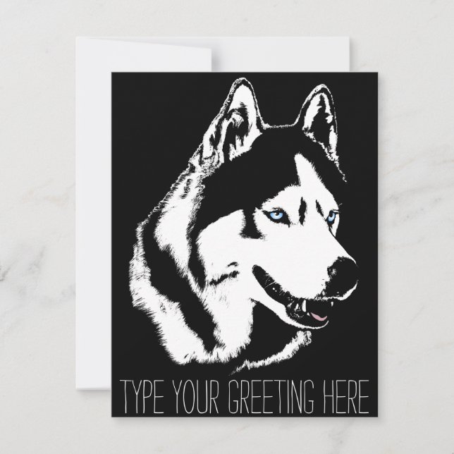 Husky Invitations Personalised Siberian Husky Card (Front)