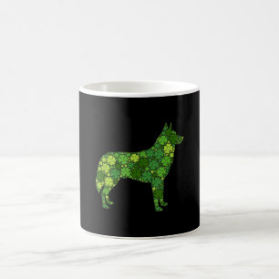 Husky Irish Lucky Green Shamrock Clover Coffee Mug