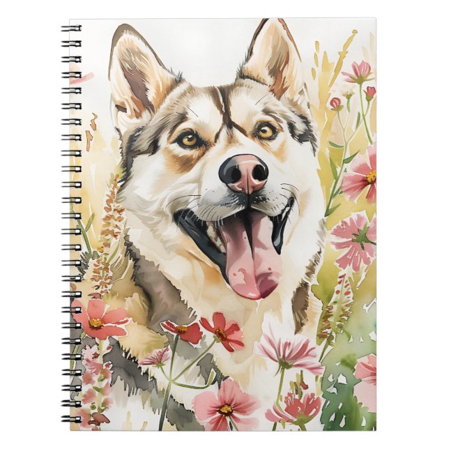 Husky Journal – Watercolor Dog Notebook (Front)