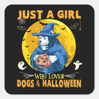 Husky|Just A Girl Who Loves Dogs & Halloween Husky Square Sticker