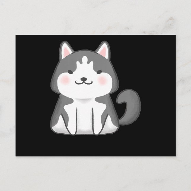 Husky | Kawaii Siberian Husky Dog Japanese Anime Holiday Postcard (Front)