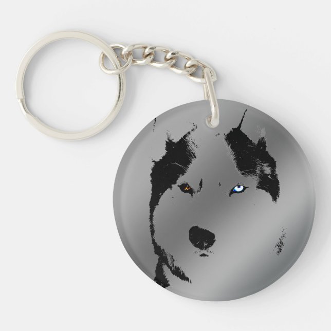 Husky Keychain Husky Malamute Keychain Customise (Front)