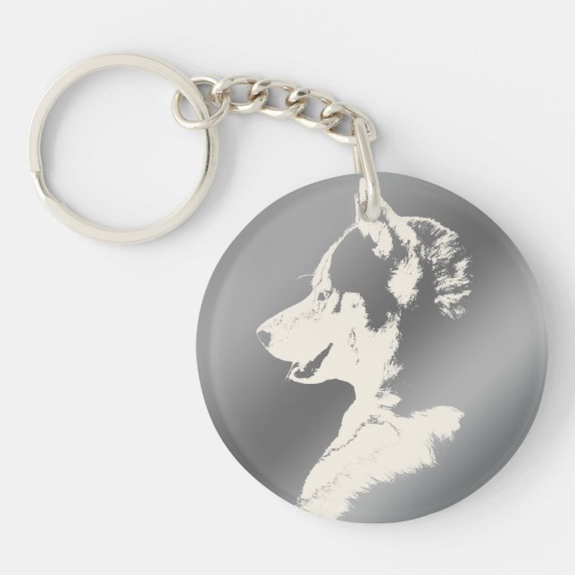 Husky Keychain Husky Malamute Keychain Customise (Front)