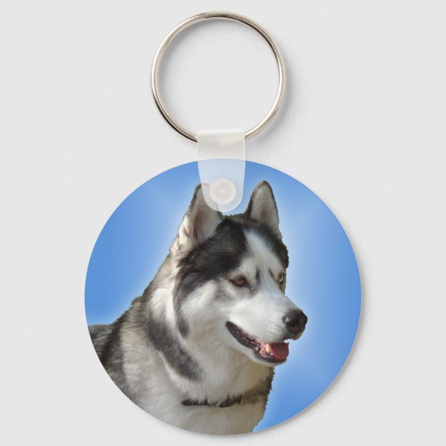 Husky Keychain Siberian Husky Malamute Dog Gifts (Front)
