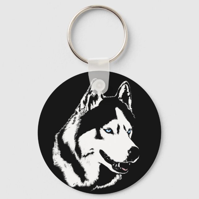 Husky Keychain Siberian Husky Malamute Dog Gifts (Front)