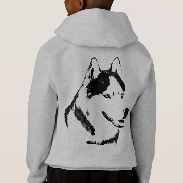 Husky Kid's Hoodie Kid's Wolf Dog Puppy Sweatshirt (Back)