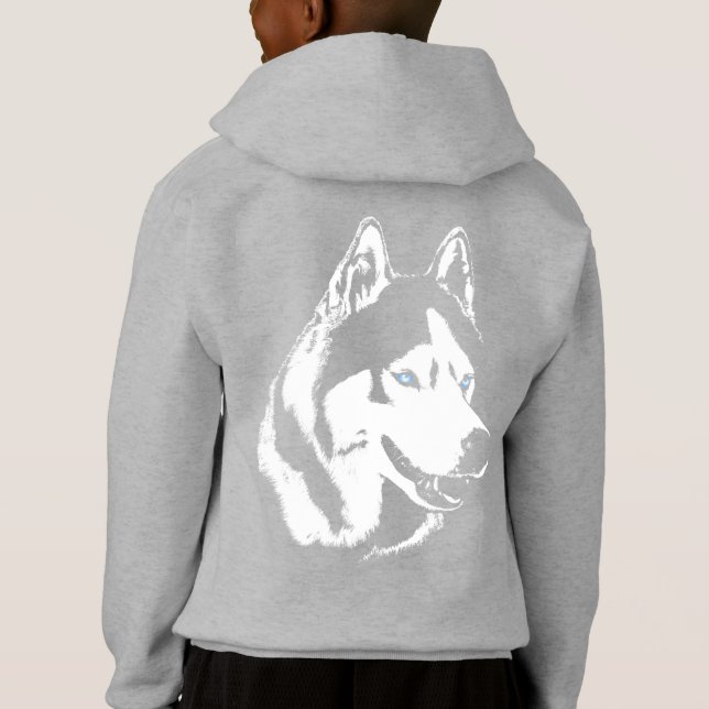 Husky Kid's Hoodie Kid's Wolf Dog Puppy Sweatshirt (Back)