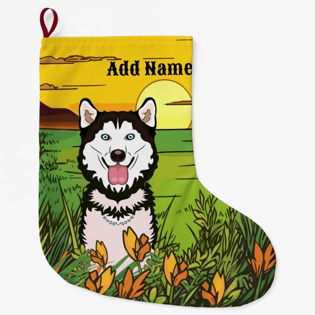 Husky Large Christmas Stocking (Front)