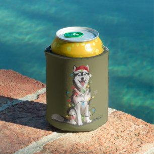 Husky Lover Christmas Siberian Xmas Dog Mom  Can Cooler