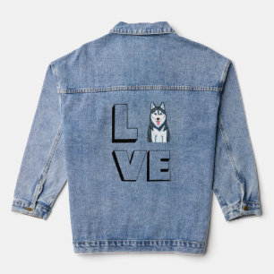 Husky Mama I Love My Siberian Husky Love Denim Jacket
