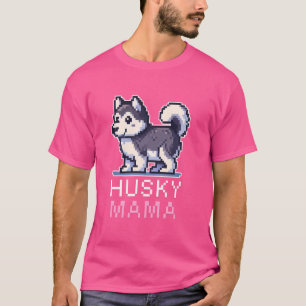 Husky Mama Pixel Art Cute Dog Owner Women Pet Love T-Shirt