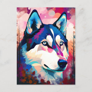 Husky Modern Abstract Dog Painting Art Postcard
