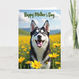 Husky Mothers Day Illustration Card