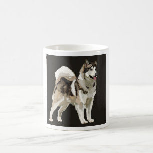 Husky  Mug, Darm Background dog drawing Coffee Mug
