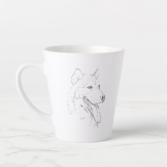 Husky Mug – Hand Drawn Ink Dog Coffee Mug (Left)