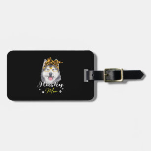 Husky Mum Leopard Print Dog Lovers Gift Luggage Tag