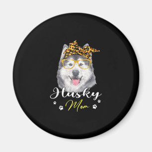Husky Mum Leopard Print Dog Lovers Gift Magnet
