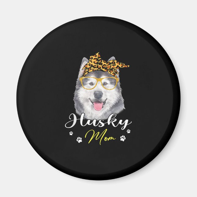 Husky Mum | Leopard Print Dog Lovers Gift Magnet (Front)