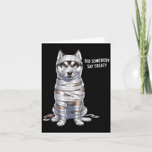 Husky Mummy Halloween Dog Card