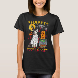 Husky Mummy Happy Woof Lo Ween Halloween Pumpkin T-Shirt