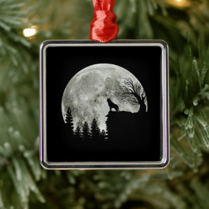 Husky On Mountain Halloween Graphic Tees Gifts Metal Tree Decoration