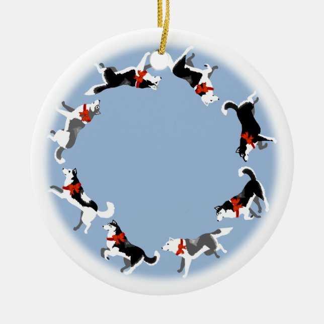 Husky Ornament Personalised Sled Dog Decoration (Front)